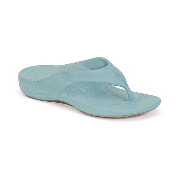 Aetrex Women's Maui Flip Flops Blue Sandals UK 6217-728
